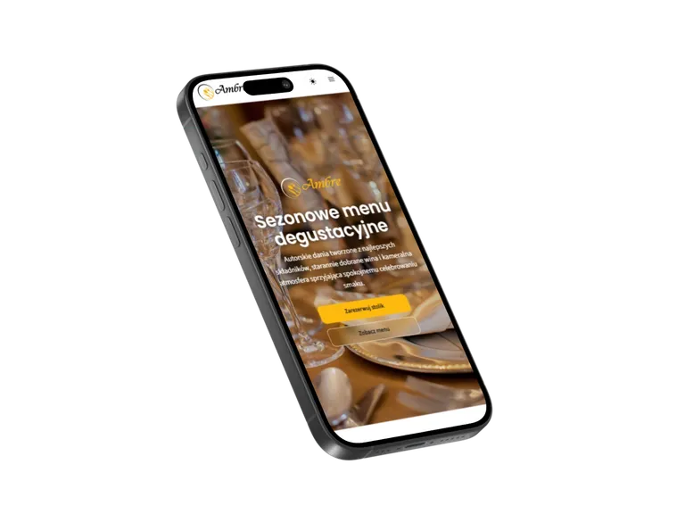 Mockup mobilny projektu Ambre prezentowany w widoku telefonu