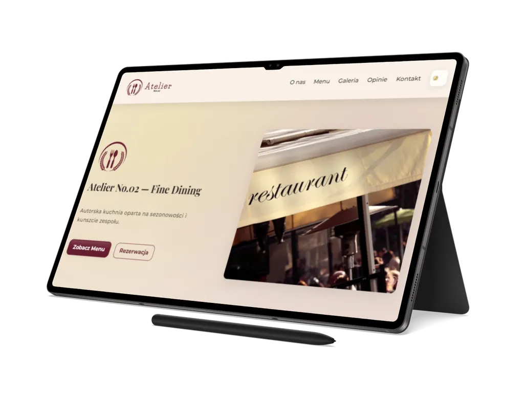 Mockup tabletowy projektu Atelier No.02 prezentowany w widoku tabletu