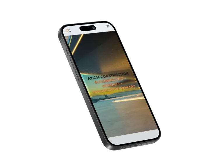 Mockup mobilny projektu Axiom Construction prezentowany w widoku telefonu