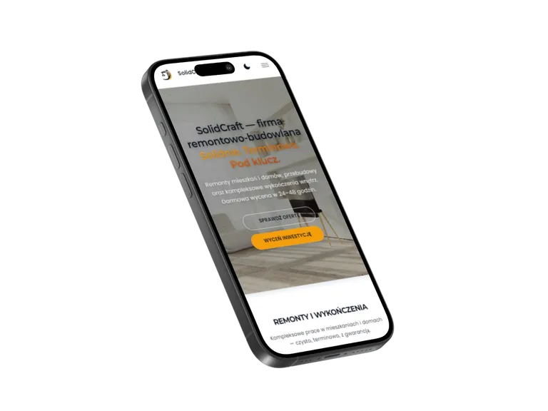 Mockup mobilny projektu Solidcraft prezentowany w widoku telefonu