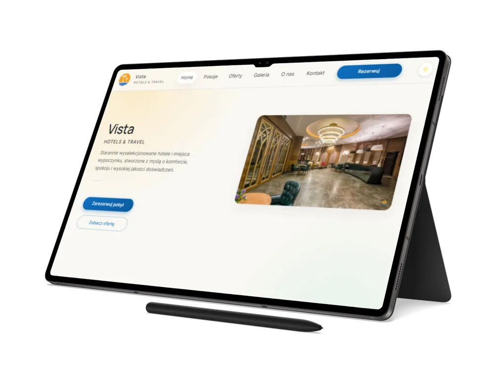 Mockup tabletowy projektu Vista prezentowany w widoku tabletu