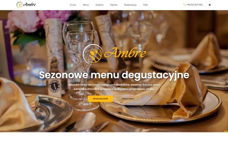 Ambre — strona restauracji premium