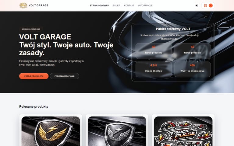 Volt Garage — sklep e-commerce z częściami i akcesoriami samochodowymi